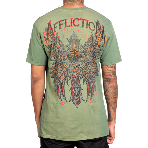 Футболка Affliction Absolution Tee VTG Green Potassium Spray