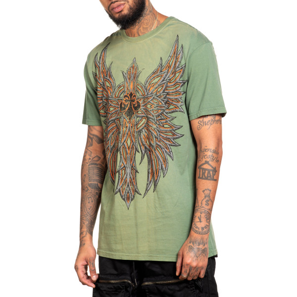 Футболка Affliction Absolution Tee VTG Green Potassium Spray