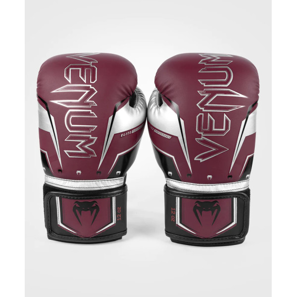 Боксерські рукавички Venum Elite Evo Boxing Gloves - Burgundy Silver