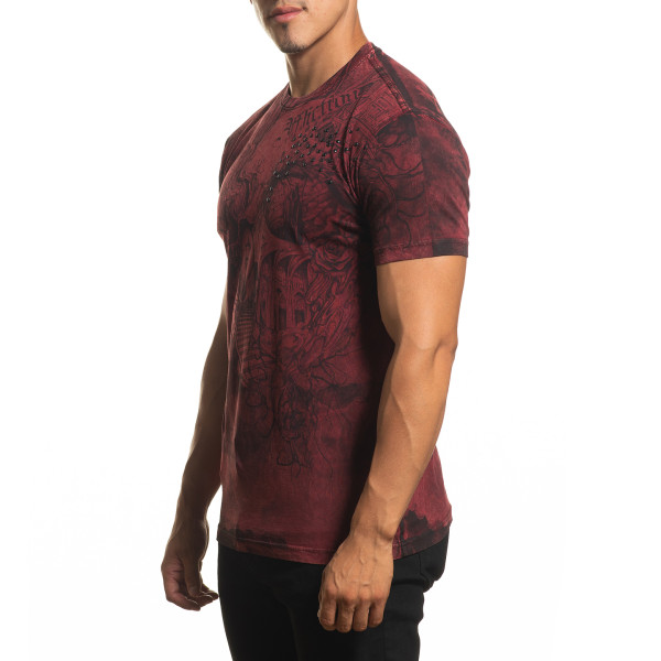 Футболка Affliction Phychosis A24332 Burnt Red Lava Wash