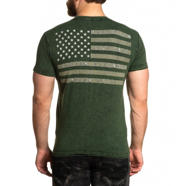 Футболка Affliction Skull Ranger Reversible Green Black