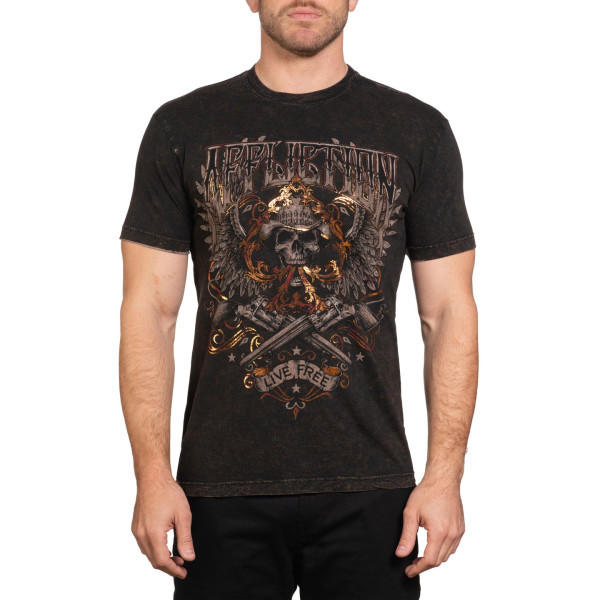 Двостороння футболка Affliction Duster Black Brown Lava Wash