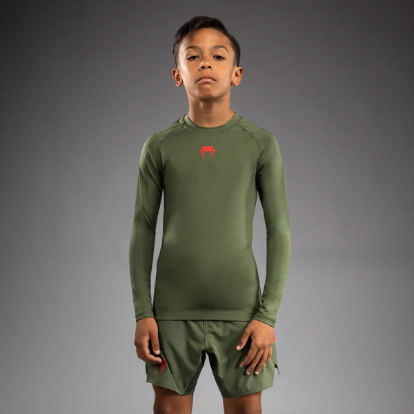 Дитячий рашгард Venum Contender Kids Rashguards Long Sleeves Army Green Orange
