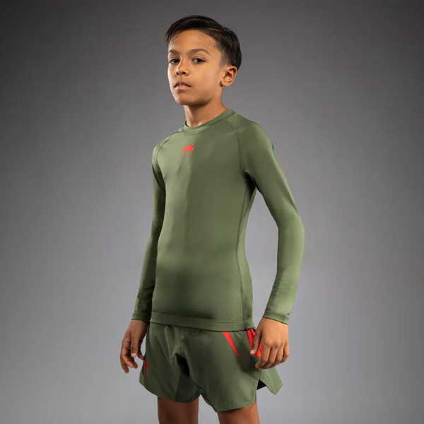 Дитячий рашгард Venum Contender Kids Rashguards Long Sleeves Army Green Orange