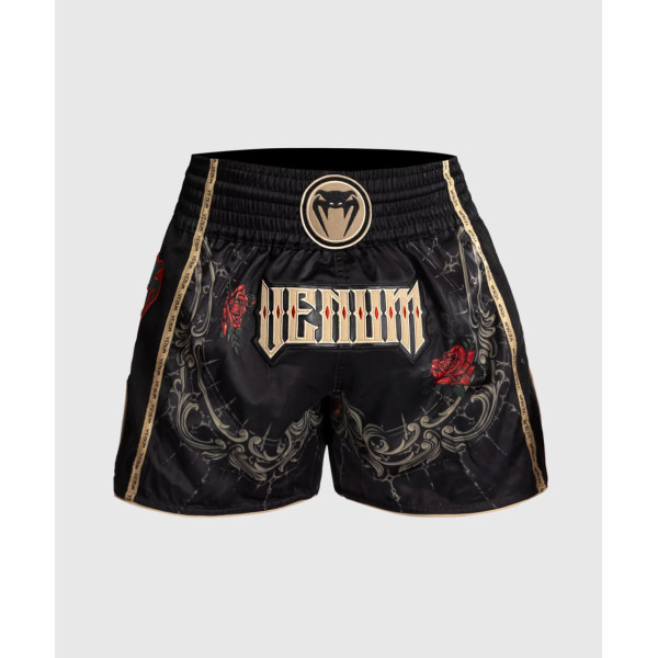 Тайські шорти Venum Santa Muerte 5.0 Muay Thai Shorts Deep Black Gold