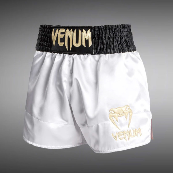 Тайські шорти Venum Classic Muay Thai Shorts White Gold Black