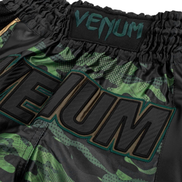 Шорти для тайського боксу Venum Full Cam Muay Thai Shorts Forest Camo Black