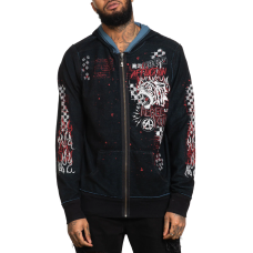 Двостороннє худі Affliction Rebel Youth Rev Zip Hood Black Aegean Blue