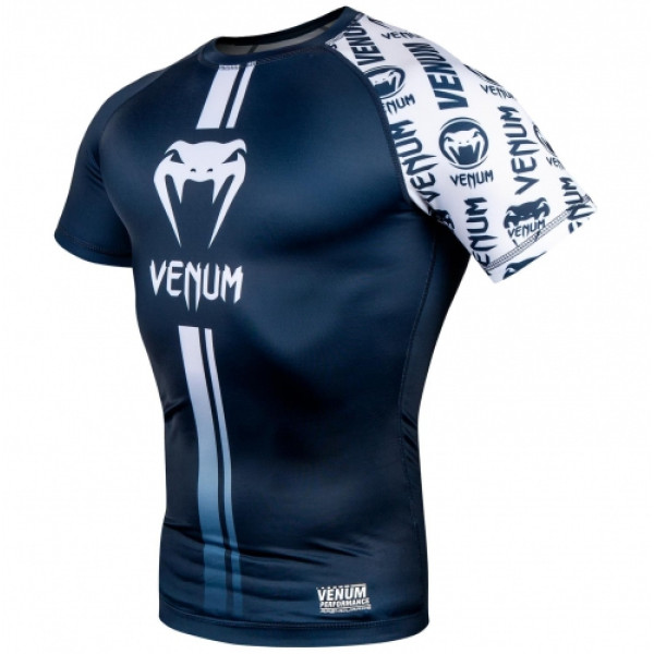 Рашгард Venum Logos Short Sleeves Rashguard Navy Blue White