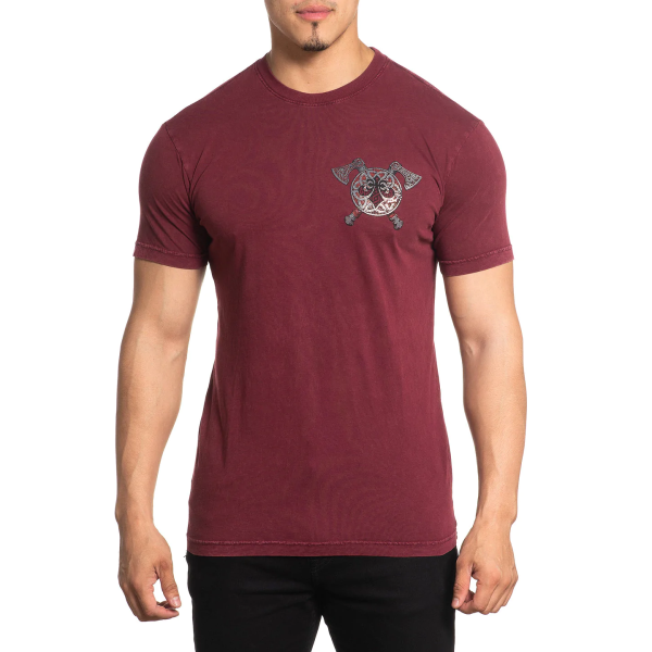 Футболка Affliction Norheim Tee Burgundy Lava Wash