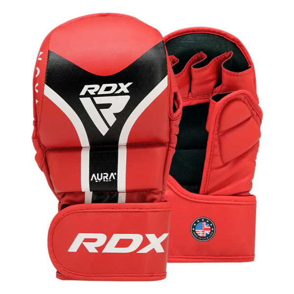 Рукавиці для ММА RDX Grappling Gloves Shooter Aura Plus T-17 RedBlack