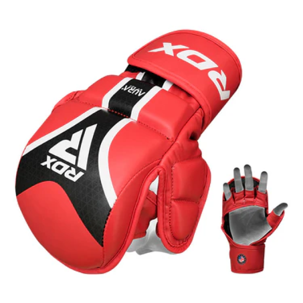 Рукавиці для ММА RDX Grappling Gloves Shooter Aura Plus T-17 RedBlack