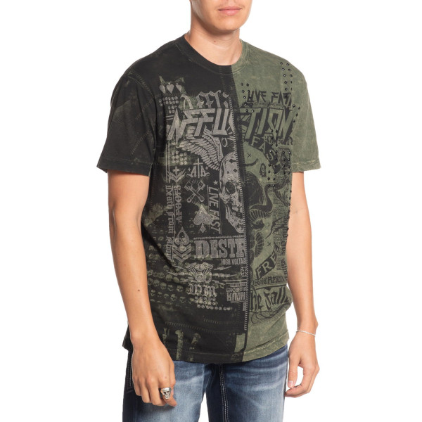 Футболка Affliction Fallen Outlaws Olive Green Lava Wash