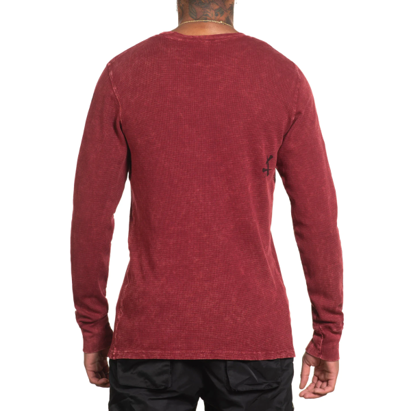 Лонгслів Affliction Crows Thermal Burgandy Lava Wash