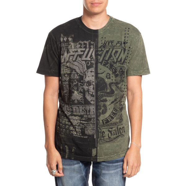 Футболка Affliction Fallen Outlaws Olive Green Lava Wash