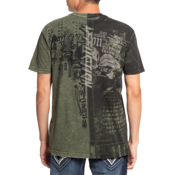 Футболка Affliction Fallen Outlaws Olive Green Lava Wash