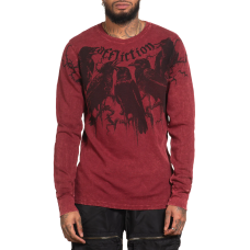 Лонгслів Affliction Crows Thermal Burgandy Lava Wash