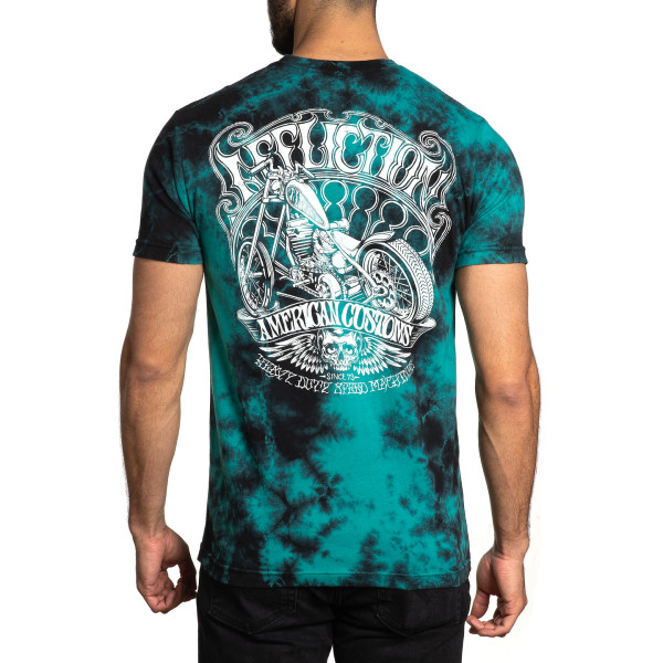Футболка Affliction Long Road A24543 Teal Lightning Wash