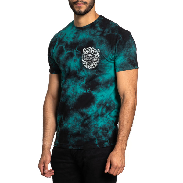 Футболка Affliction Long Road A24543 Teal Lightning Wash