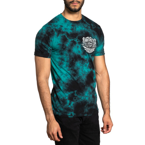 Футболка Affliction Long Road A24543 Teal Lightning Wash