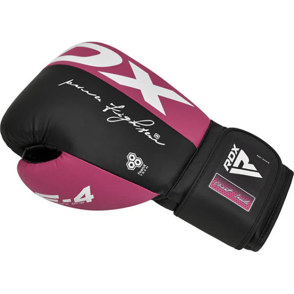 Боксерські рукавиці RDX F4 Boxing Gloves Hook & Loop Pink Black