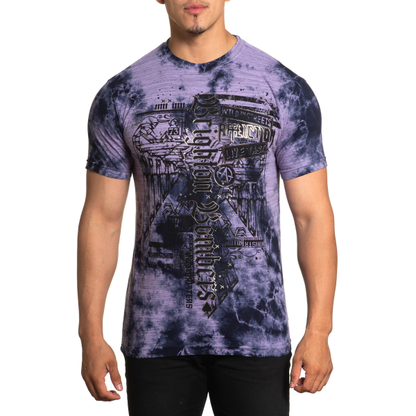Футболка Affliction Brighton Bombers Tee Dusk Purple Plumeria Crystal