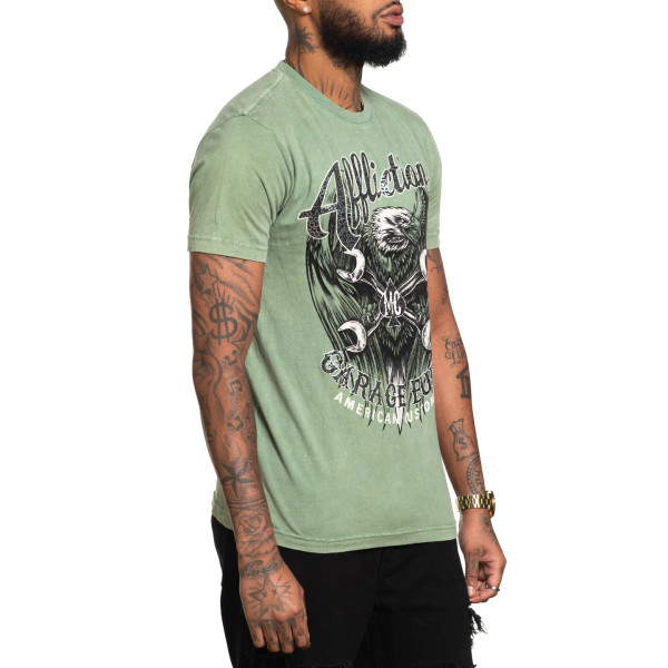 Футболка Affliction AC Born Free T-shirt Oil Green Lava Wash