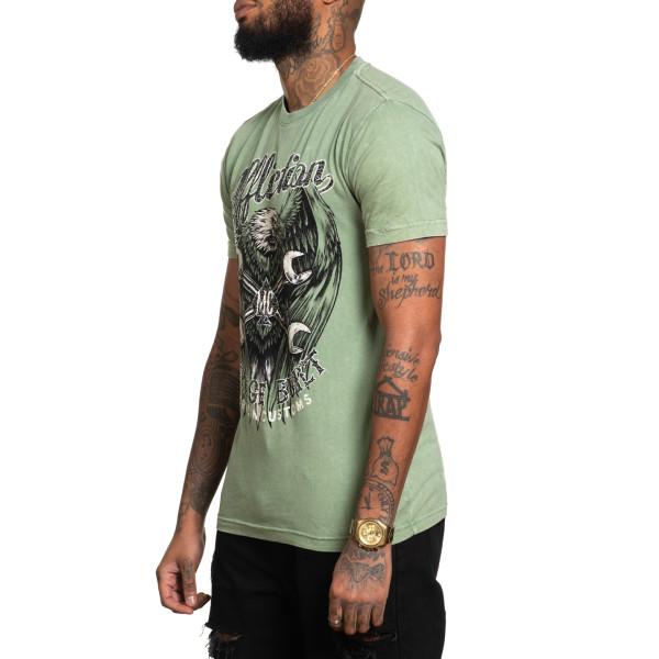Футболка Affliction AC Born Free T-shirt Oil Green Lava Wash