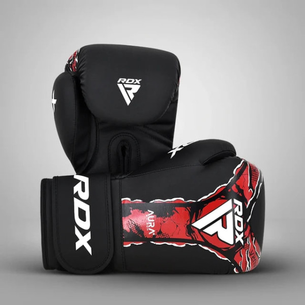 Боксерські рукавиці RDX F-17 Aura Plus Boxing Gloves Black Red