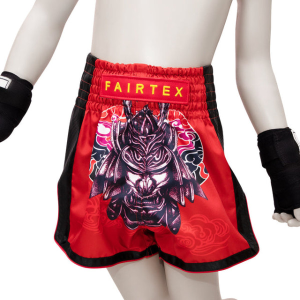Дитячі тайські шорти Fairtex BSK2108 Kids Silent Warrior Red