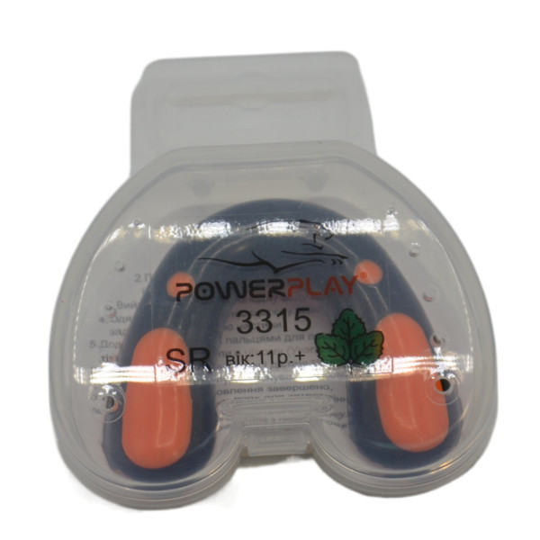 Капа боксерська PowerPlay 3315 SR Оранжево-Чорна зі смаком м'яти