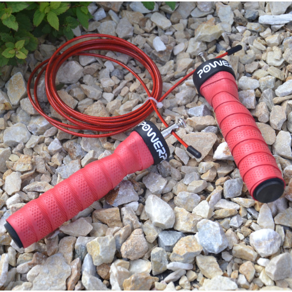 Скакалка швидкісна на підшипниках PowerPlay 4208 Fitness Jump Rope Червона (3m.)