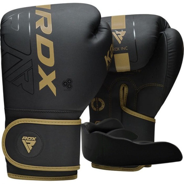 Боксерські рукавиці RDX F6 Kara Matte Golden 8 унцій (капа в комплекті)