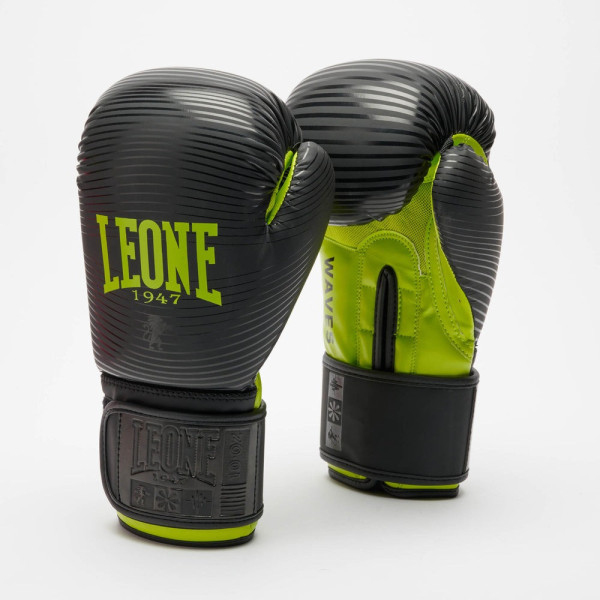 Боксерські рукавиці Leone GN313 WAVES Black 16 унцій (капу в комплекті)