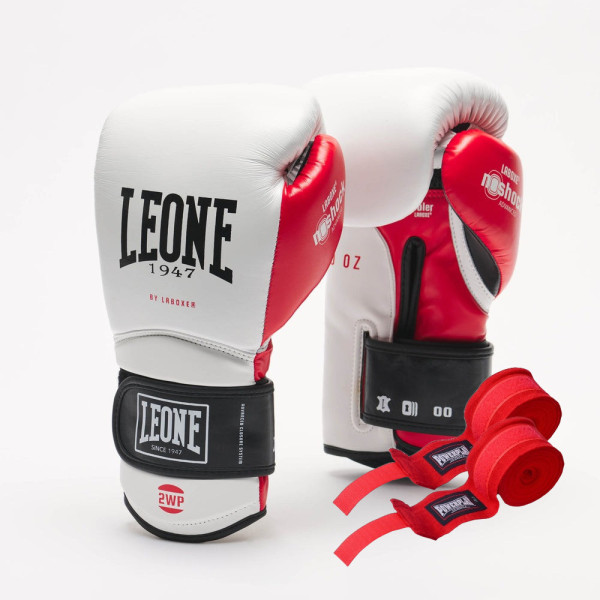 Боксерські рукавиці Leone GN113 IL TECNICO N3 White 10 унцій (бинти 4 м. в комплекті)