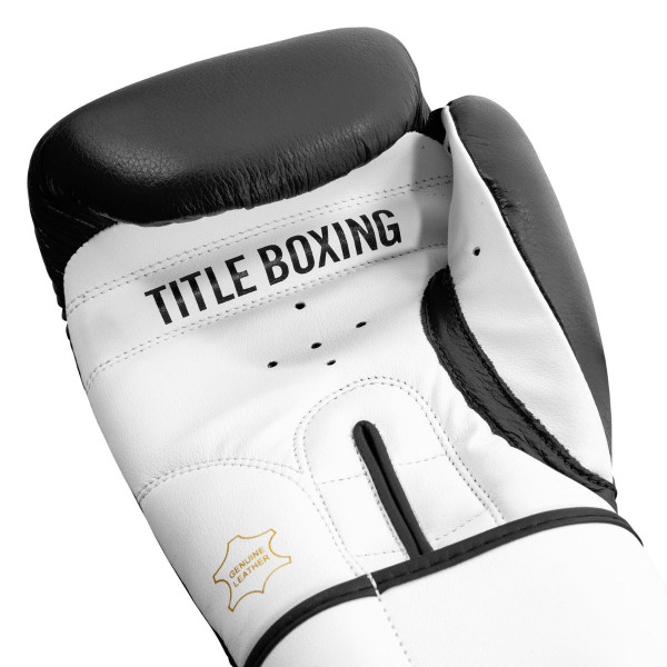 Боксерські рукавиці TITLE Premier Leather Black/White XL 16 oz