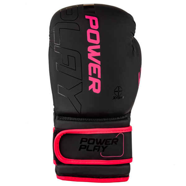 Боксерські рукавиці PowerPlay 3024 Ultra Mat Чорно-Рожеві 12 унцій