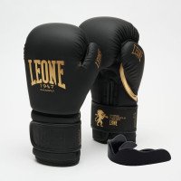 Боксерські рукавиці Leone GN059D Black/Gold 16 унцій (капу в комплекті)