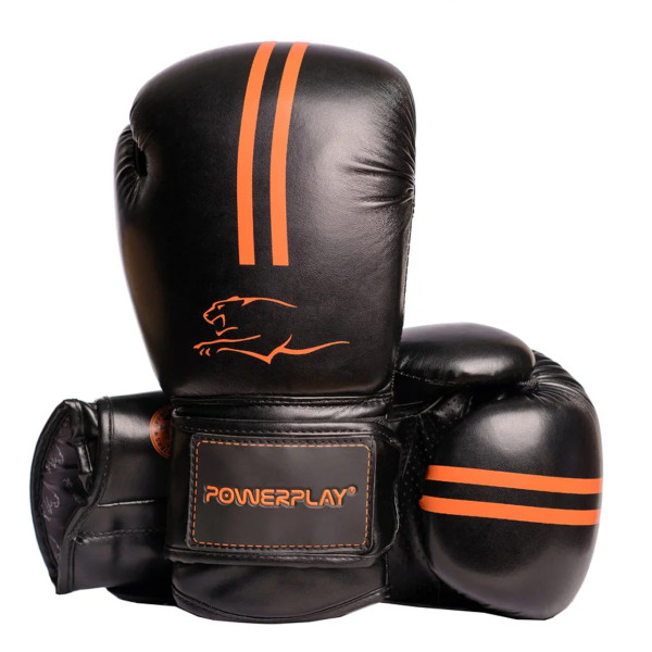 Боксерські рукавиці PowerPlay 3016 Contender Чорно-Помаранчеві 16 унцій
