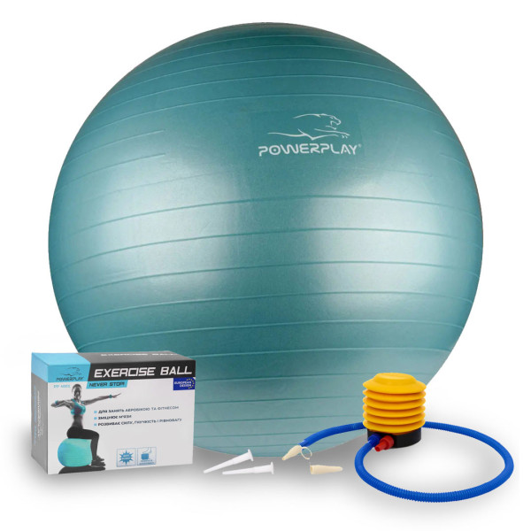 М'яч для фітнесу (фітбол) PowerPlay 4001 Ø75 cm Gymball Зелений + помпа