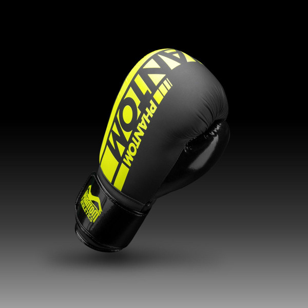 Боксерські рукавиці Phantom APEX Elastic Neon Black/Yellow 12 унцій (капа в подарунок)