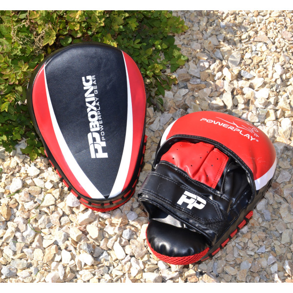 Лапи боксерські PowerPlay 3050 Чорно-Червоні PU [пара]