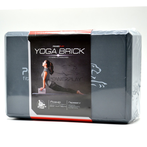 Блок для йоги PowerPlay 4006 Yoga Brick Сірий