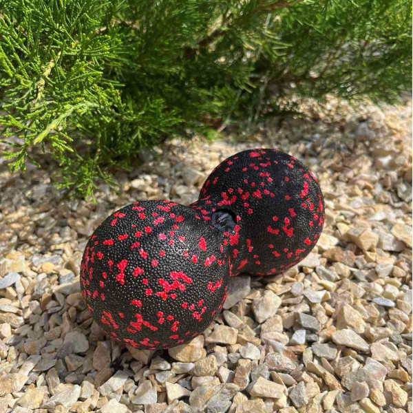 Масажний м'яч подвійний PowerPlay PP-4352 Epp foam peanut ball (d8*16cm.) Чорно/Червоний