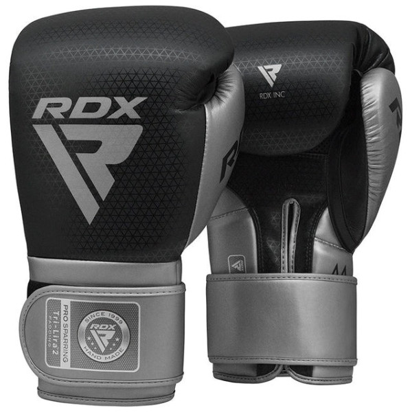 Боксерські рукавиці RDX MARK PRO SPARRING TRI LIRA 2 SILVER-14 унцій (капа в комплекті)