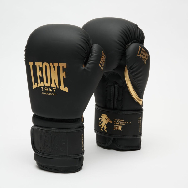 Боксерські рукавиці Leone GN059D Black/Gold 12 унцій (капу в комплекті)