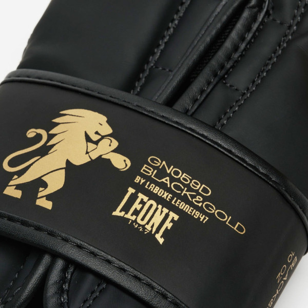 Боксерські рукавиці Leone GN059D Black/Gold 12 унцій (капу в комплекті)
