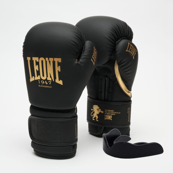Боксерські рукавиці Leone GN059D Black/Gold 12 унцій (капу в комплекті)