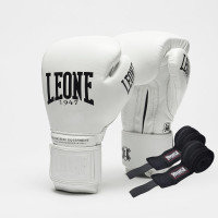 Боксерські рукавиці Leone GN111 THE GREATEST White 16 унцій (бинти 4 м. в комплекті)