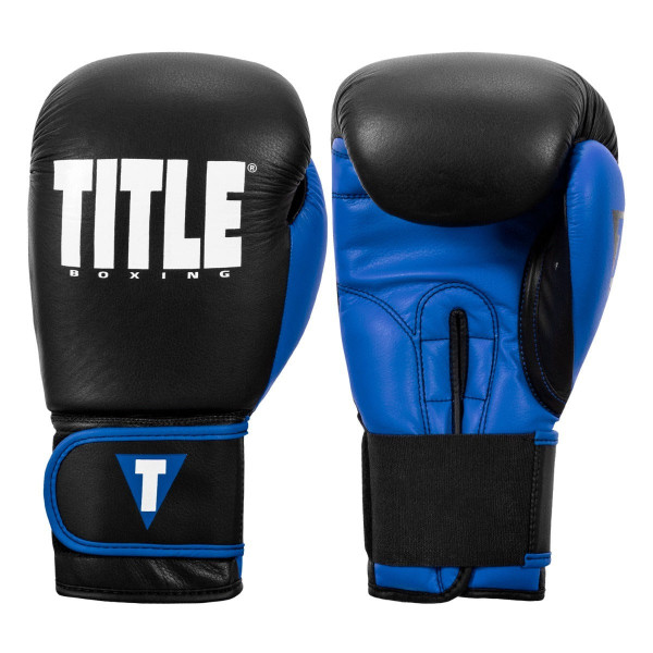 Боксерські рукавиці TITLE Boxing Dynamic Strike Black/Blue 12 oz